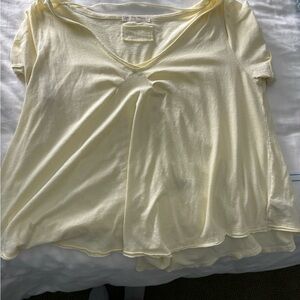 We The Free Light Yellow V-Neck Tee